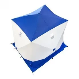 Палатка КУБ 2 Long (трехслойная), бело-синяя, Следопыт