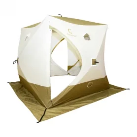 Палатка КУБ 2 Premium Long (трехслойная), оливковый-белый, Следопыт