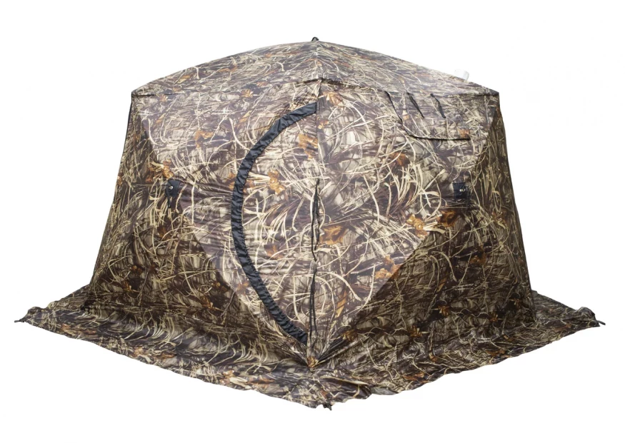 Палатка зимняя ЧУМ 2 (трехслойная, камыш с выводом под трубу и навесом)